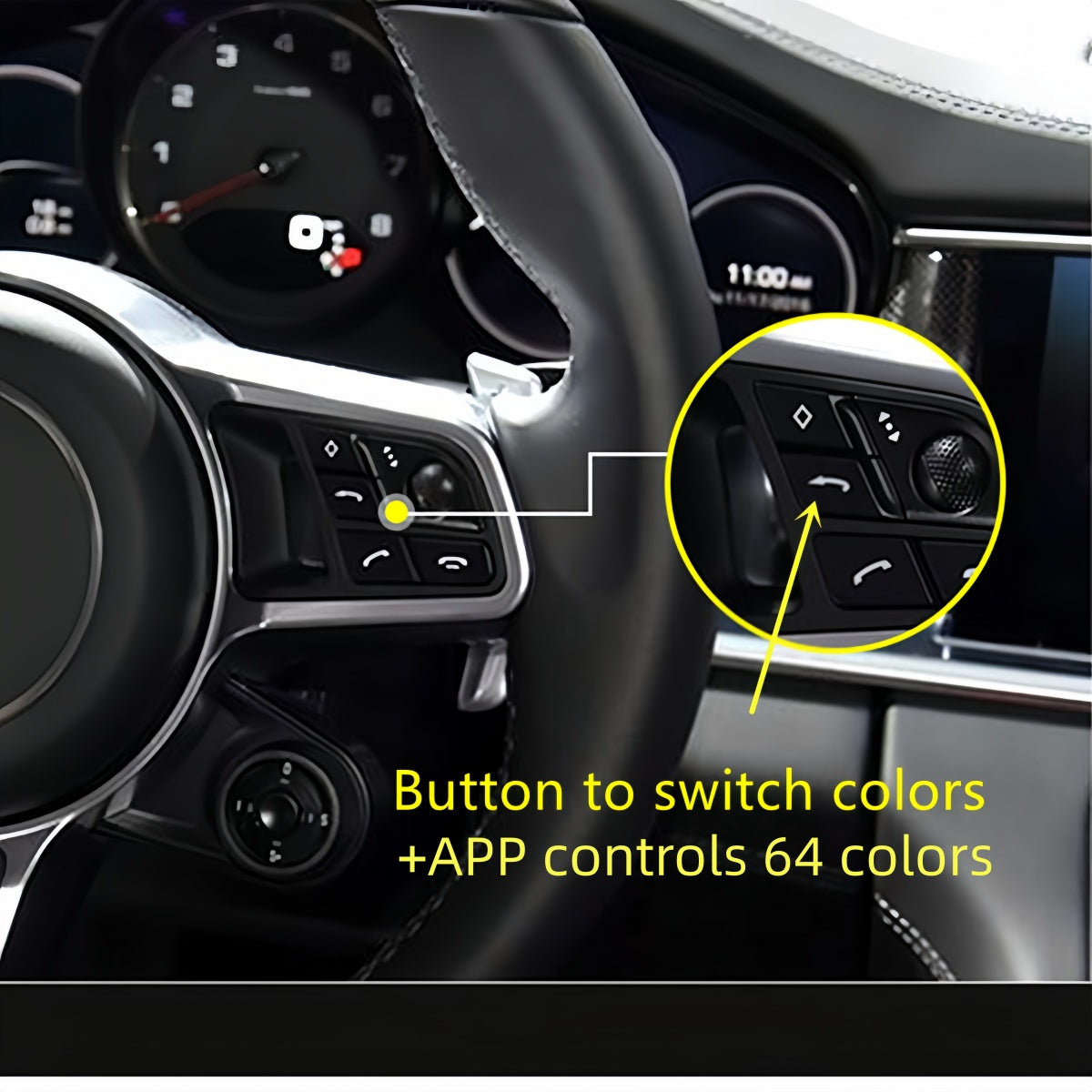 For Porsche Macan Ambient light parts Door LED light guide strip Interior Atmosphere Steering wheel APP 64 colors