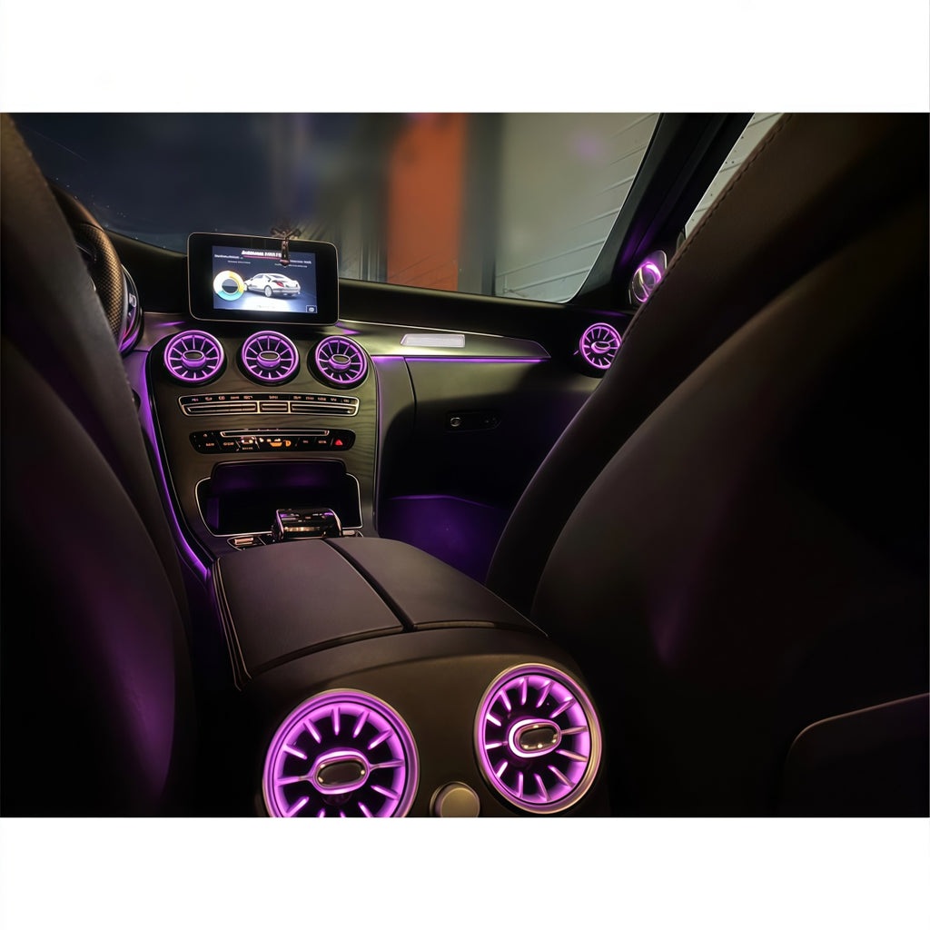 Car LED Ambient Light for Mercedes-Benz W205 X253 Original 64 Colors Air Vents Center Control Door Panel Lights 4D Speakers Cove
