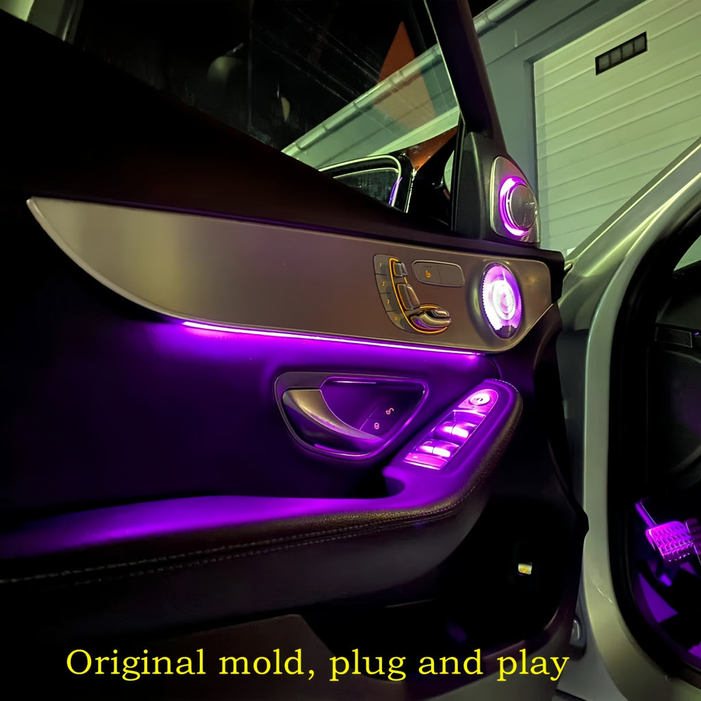 Car LED Ambient Light for Mercedes-Benz W205 X253 Original 64 Colors Air Vents Center Control Door Panel Lights 4D Speakers Cove