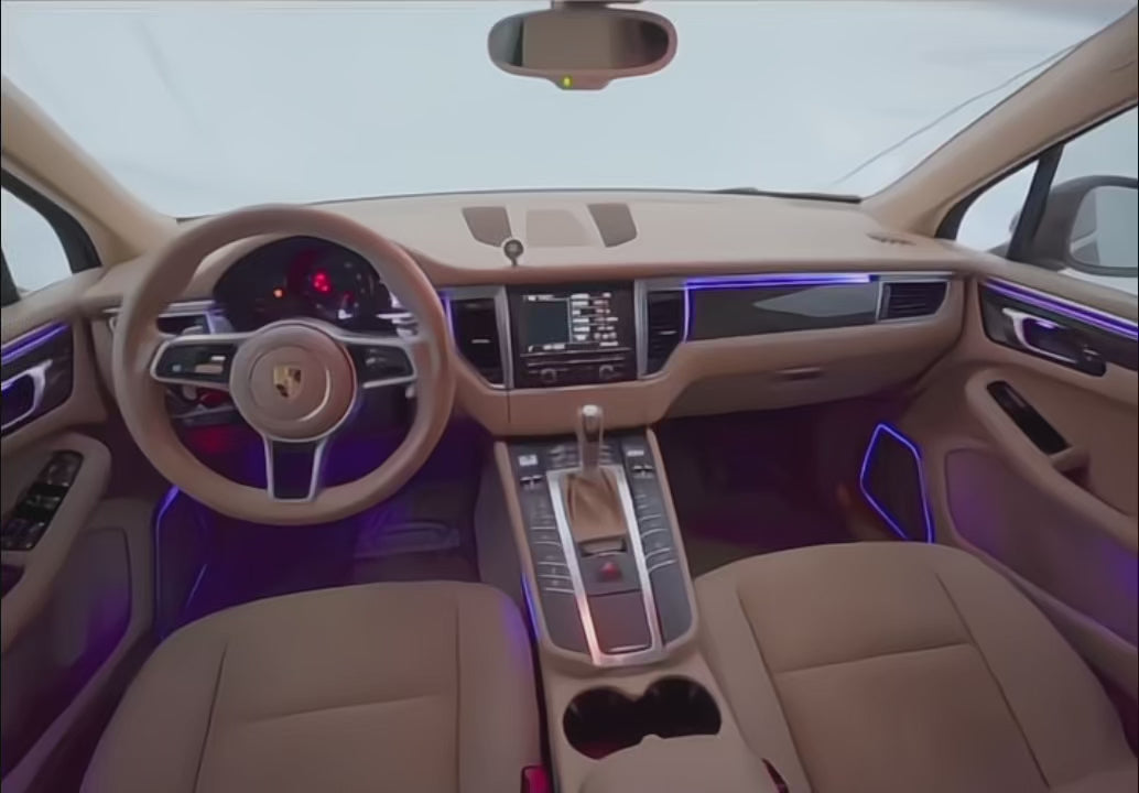 For Porsche Macan Ambient light parts Door LED light guide strip Interior Atmosphere Steering wheel APP 64 colors
